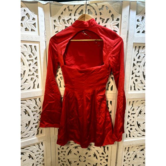 House of CB Alyssa Scarlet Satin Mini Dress Size XS - Picture 7 of 10